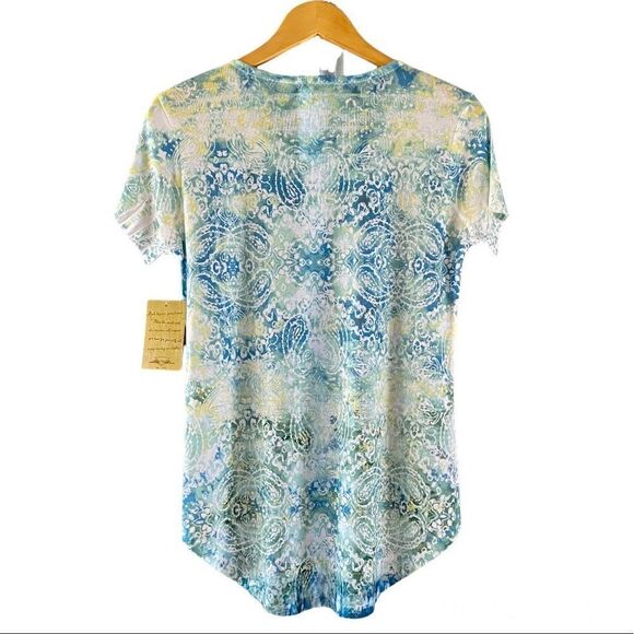 Energy World Wear Paisley Print Sparkle Studded T-shirt S - Picture 2 of 6